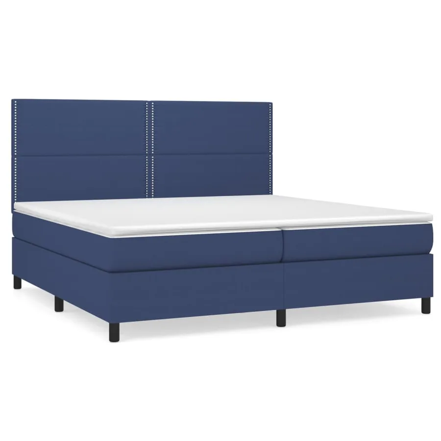 Sommier à lattes de lit avec matelas Bleu 200x200 cm Tissu - 2