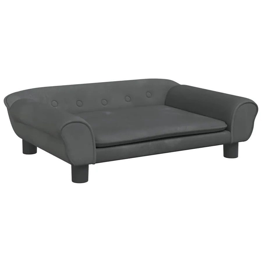 Lit pour chien gris foncé 70x48x22 cm velours - 2