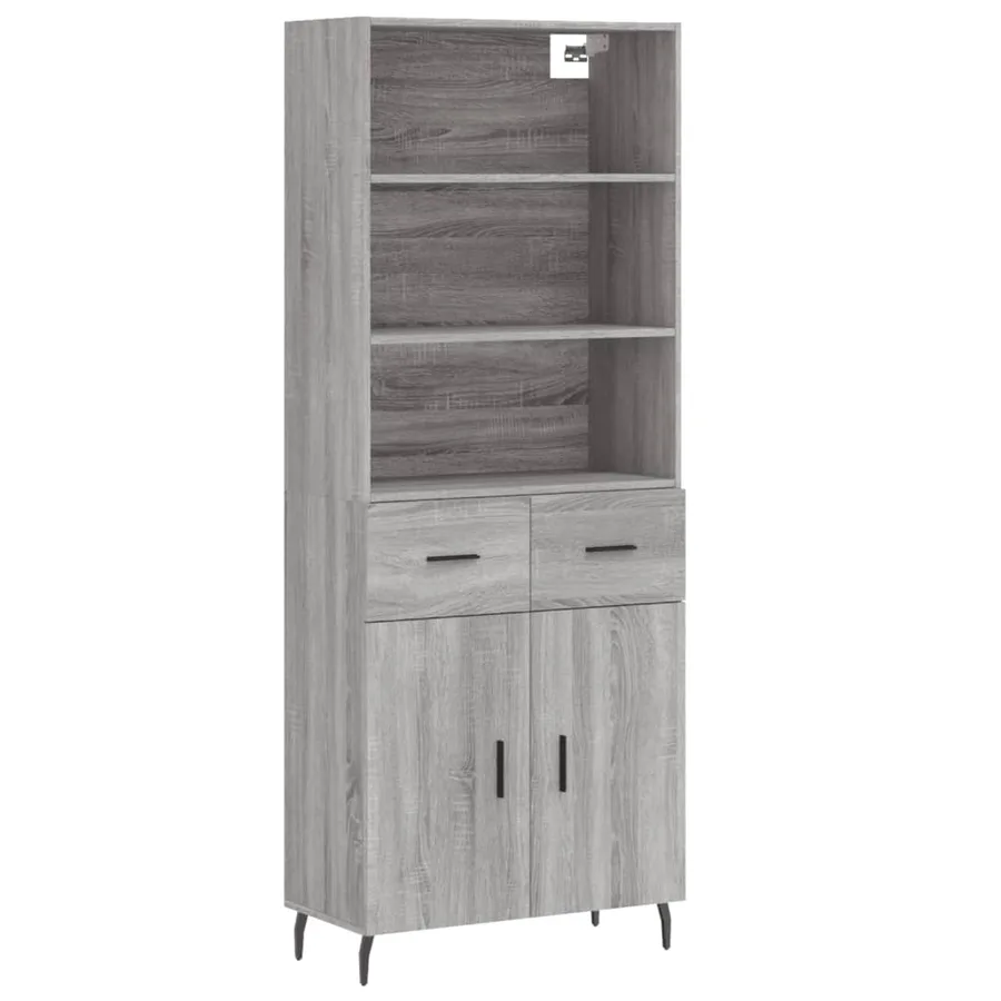 Buffet haut Sonoma gris 69,5x34x180 cm Bois d'ingénierie - 2