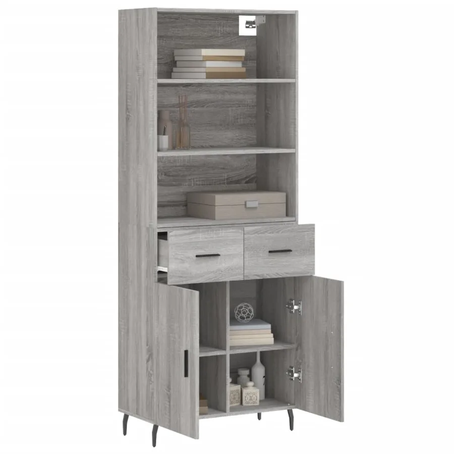 Buffet haut Sonoma gris 69,5x34x180 cm Bois d'ingénierie - 3