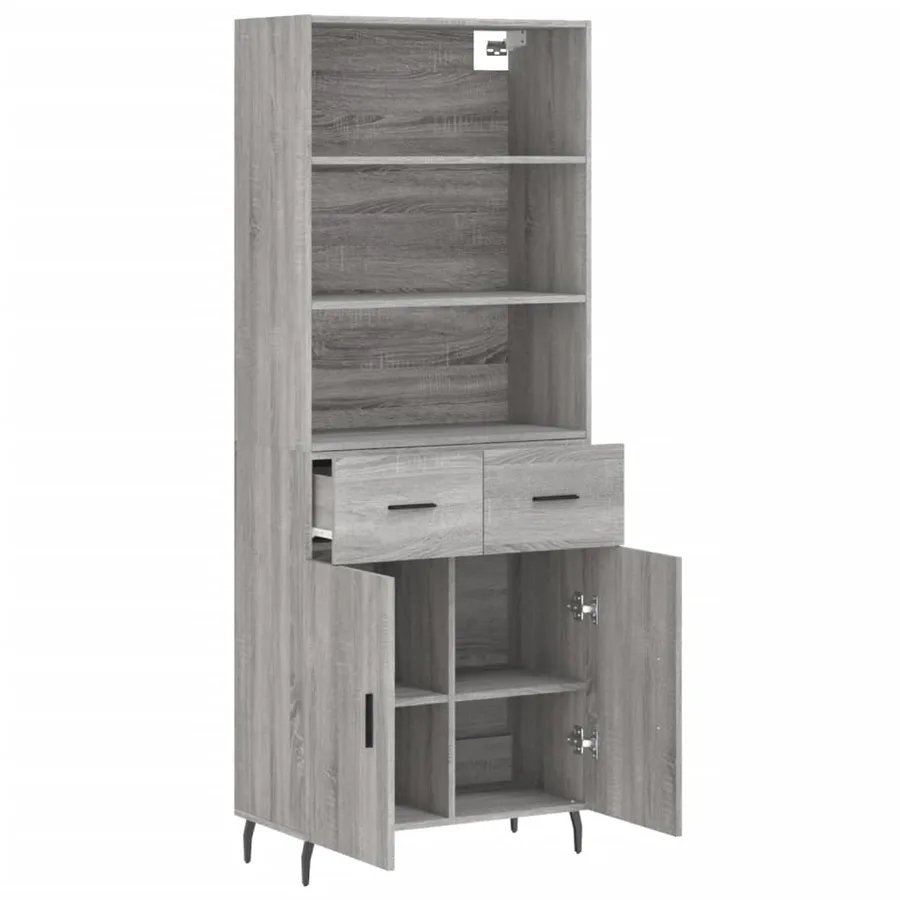 Buffet haut Sonoma gris 69,5x34x180 cm Bois d'ingénierie - 4