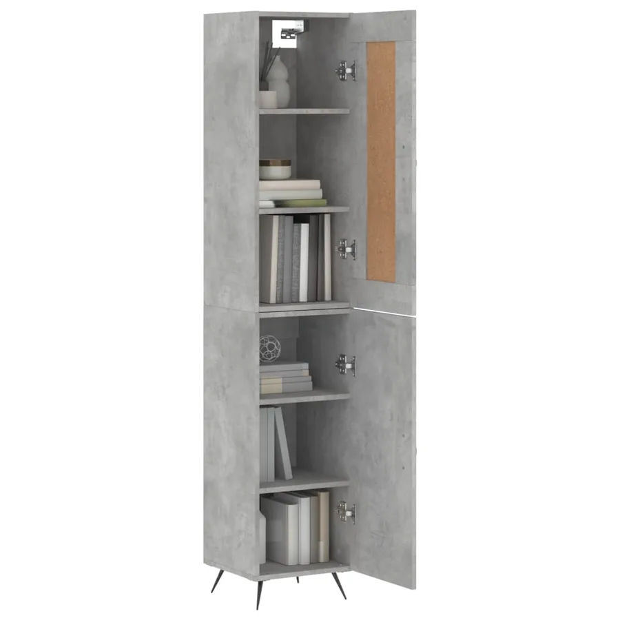 Buffet haut Gris béton 34,5x34x180 cm Bois d'ingénierie - 3