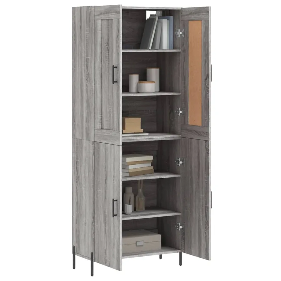 Buffet haut Sonoma gris 69,5x34x180 cm Bois d'ingénierie - 3
