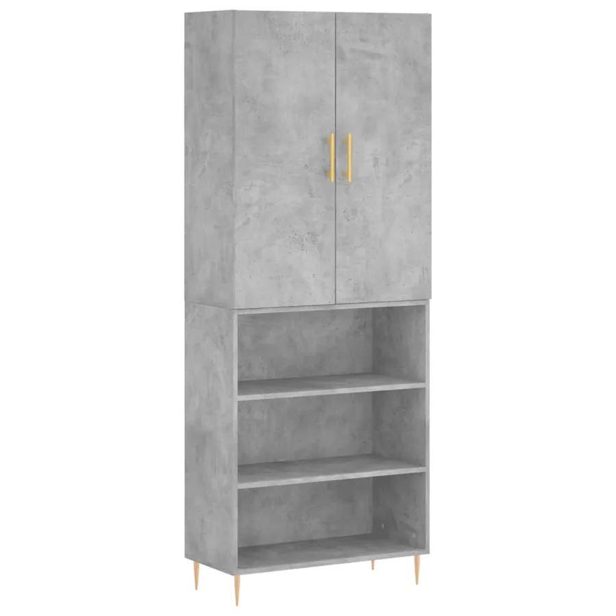 Buffet haut Gris béton 69,5x34x180 cm Bois d'ingénierie - 2