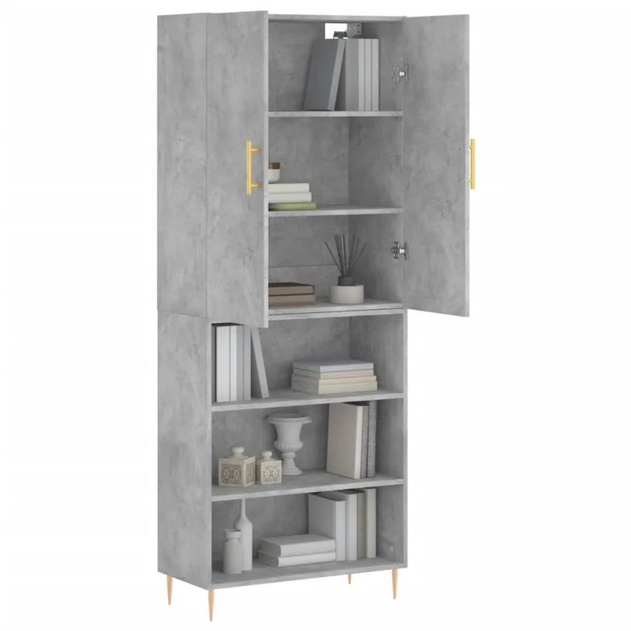 Buffet haut Gris béton 69,5x34x180 cm Bois d'ingénierie - 3