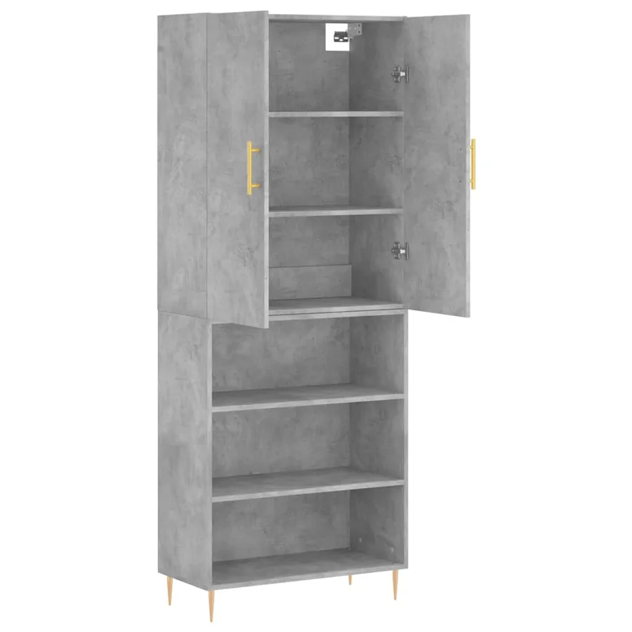 Buffet haut Gris béton 69,5x34x180 cm Bois d'ingénierie - 4