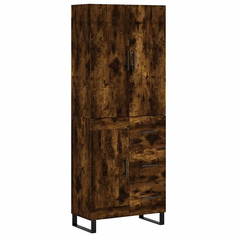 Buffet haut Chêne fumé 69,5x34x180 cm Bois d'ingénierie - 2