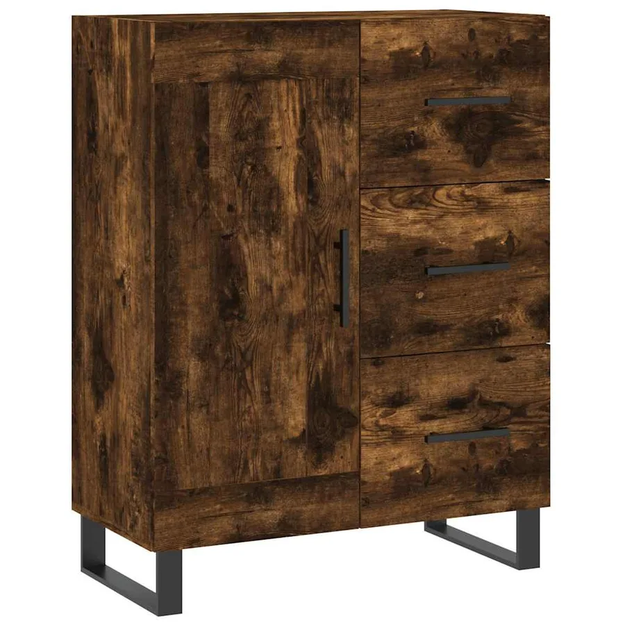 Buffet haut Chêne fumé 69,5x34x180 cm Bois d'ingénierie - 7