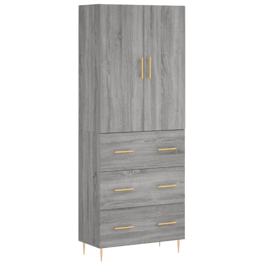 Buffet haut Sonoma gris 69,5x34x180 cm Bois d'ingénierie - 2