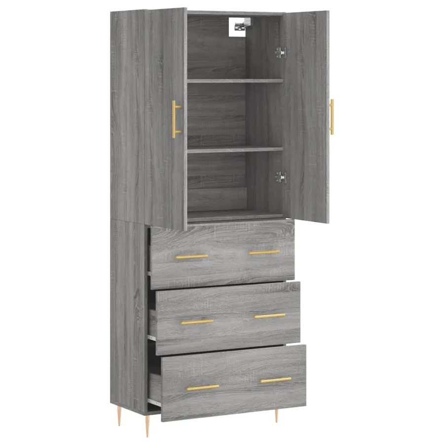 Buffet haut Sonoma gris 69,5x34x180 cm Bois d'ingénierie - 4