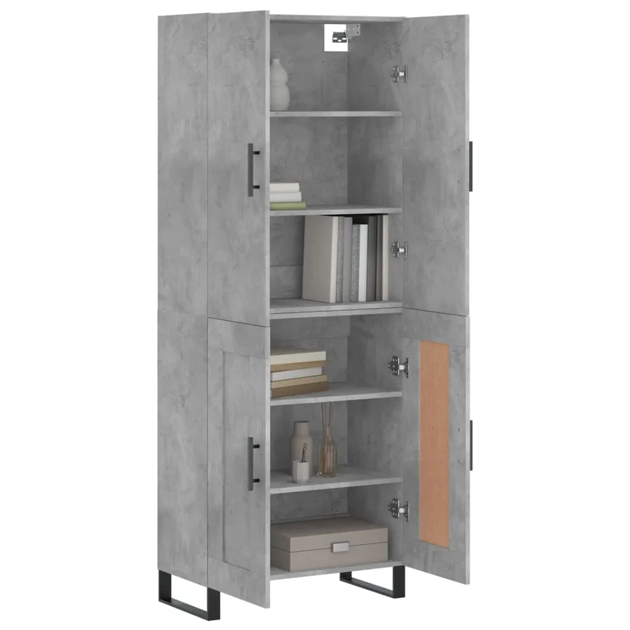 Buffet haut Gris béton 69,5x34x180 cm Bois d'ingénierie - 3