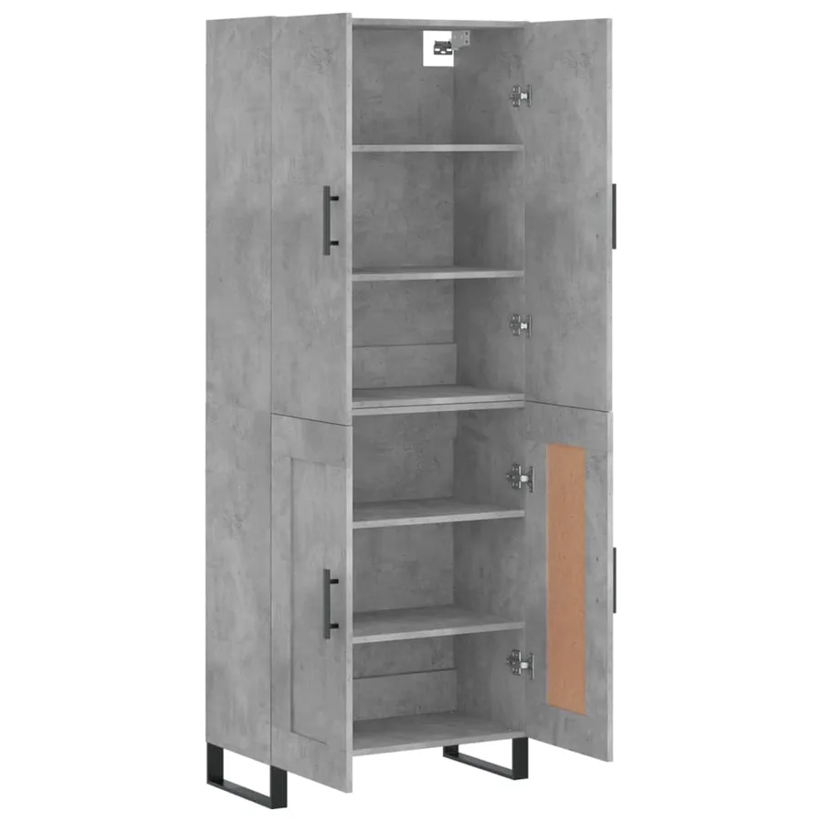 Buffet haut Gris béton 69,5x34x180 cm Bois d'ingénierie - 4