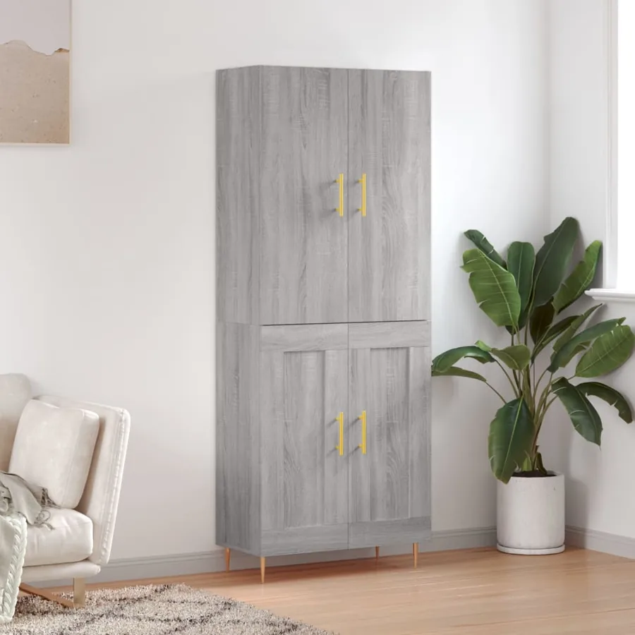 Buffet haut Sonoma gris 69,5x34x180 cm Bois d'ingénierie