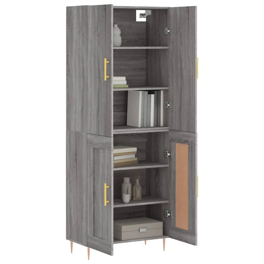 Buffet haut Sonoma gris 69,5x34x180 cm Bois d'ingénierie - 3