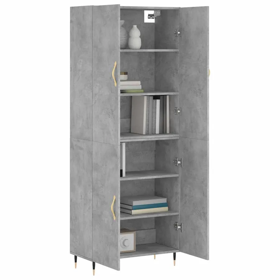 Buffet haut Gris béton 69,5x34x180 cm Bois d'ingénierie - 11