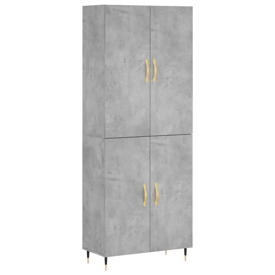 Buffet haut Gris béton 69,5x34x180 cm Bois d'ingénierie - 2