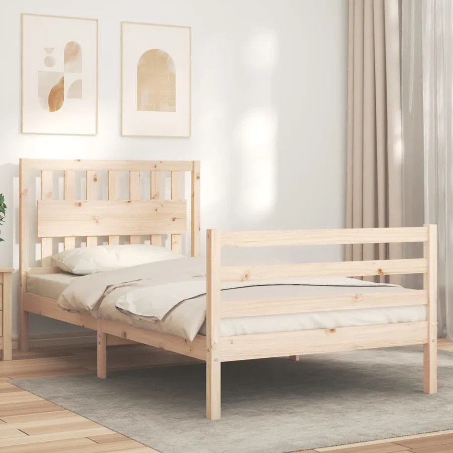 Cadre de lit sans matelas 100x200 cm bois massif - 3