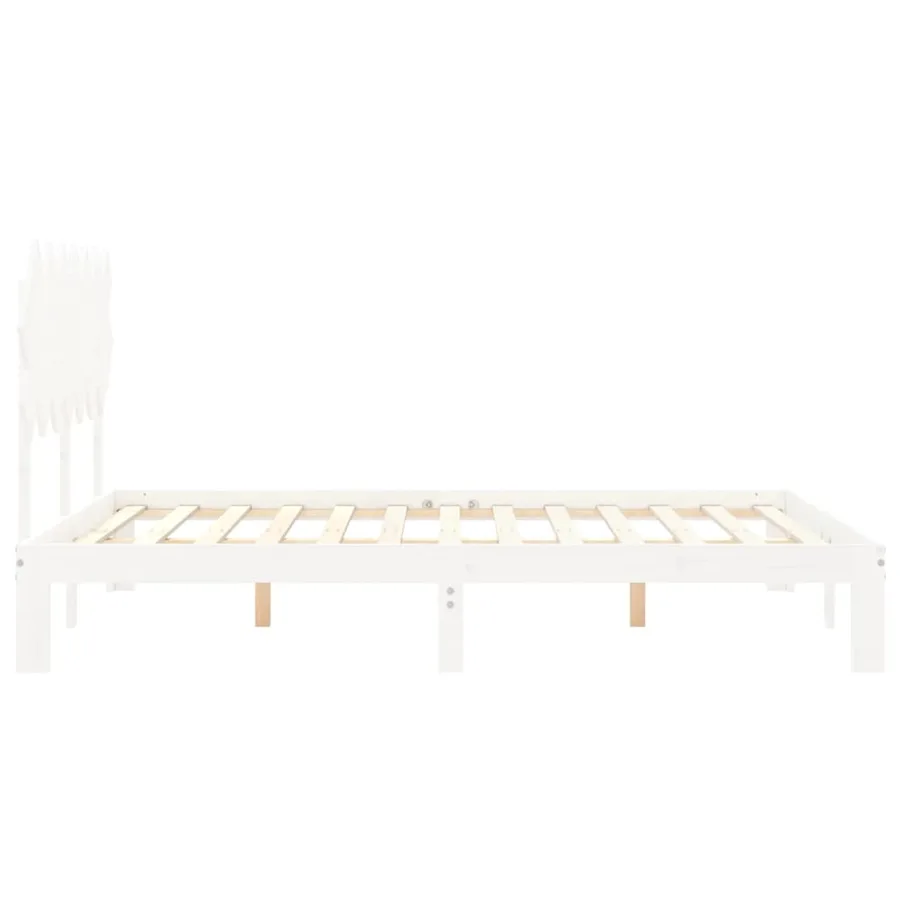 Cadre de lit sans matelas blanc bois de pin massif - 7