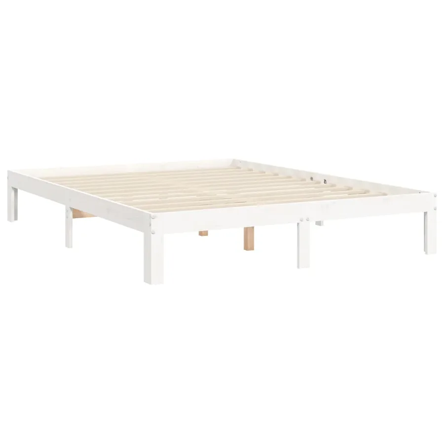 Cadre de lit sans matelas blanc bois de pin massif - 9