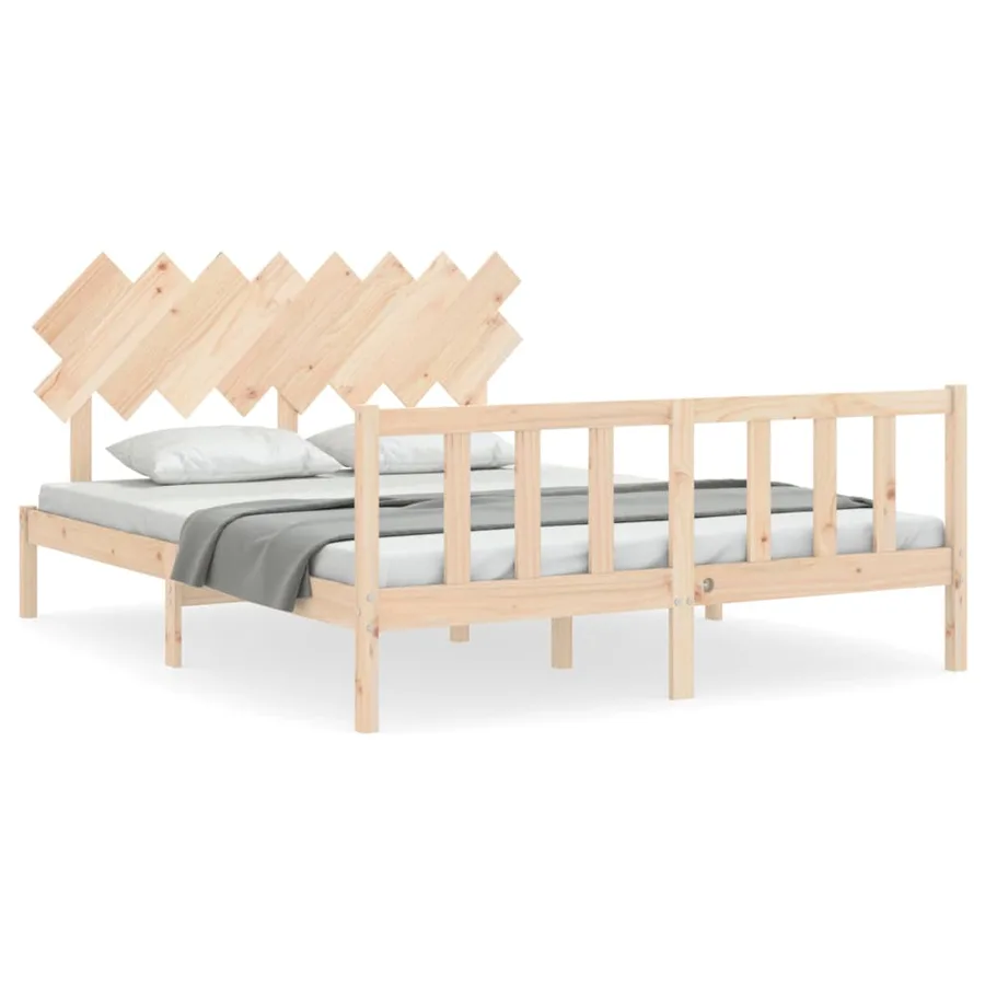 Cadre de lit sans matelas 160x200 cm bois massif de pin - 2