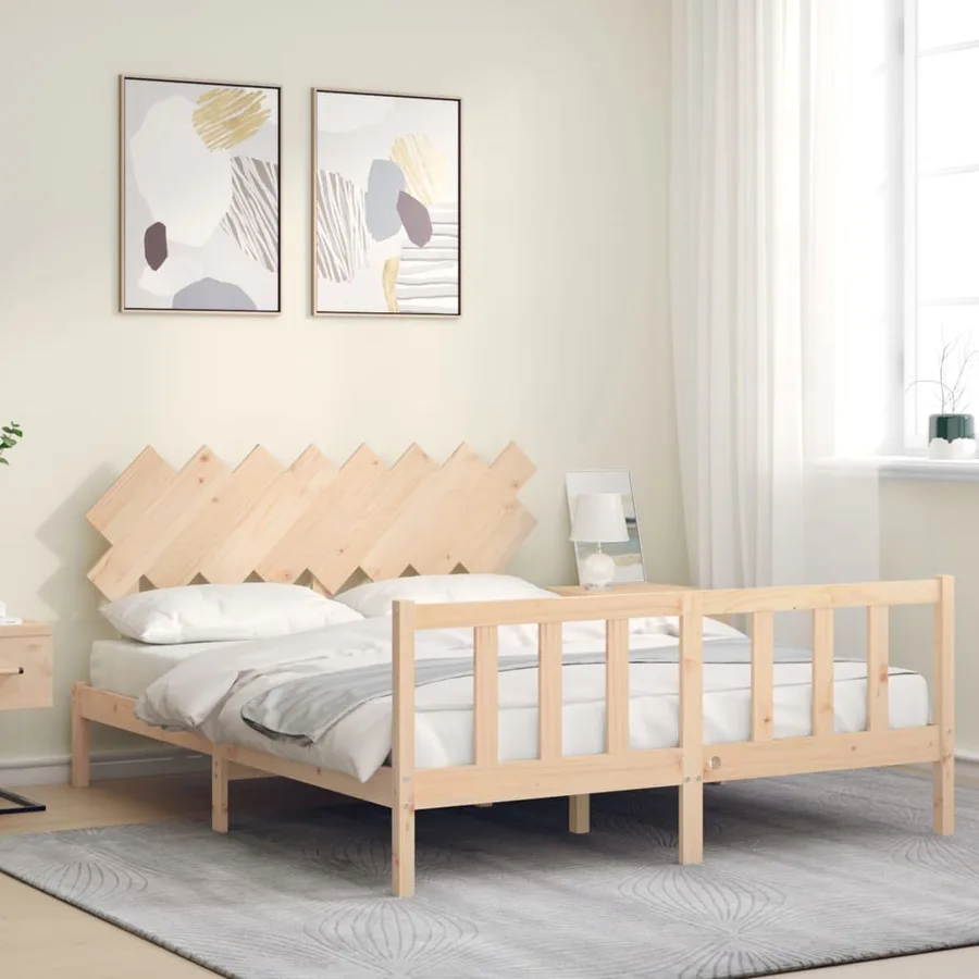 Cadre de lit sans matelas 160x200 cm bois massif de pin - 3
