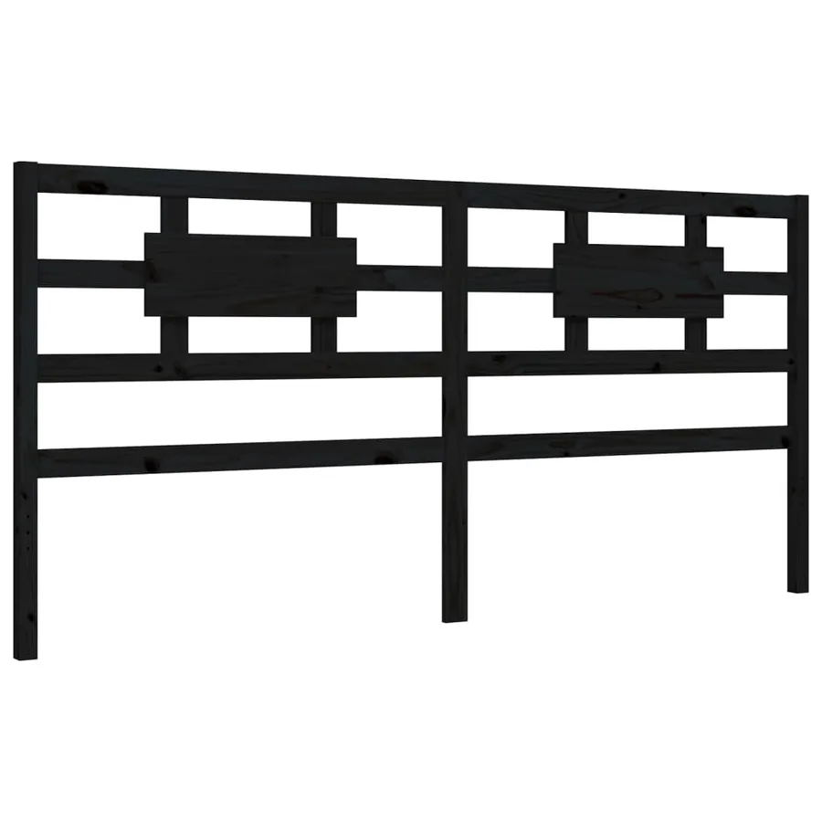 Cadre de lit sans matelas noir 200x200 cm bois massif de pin - 8