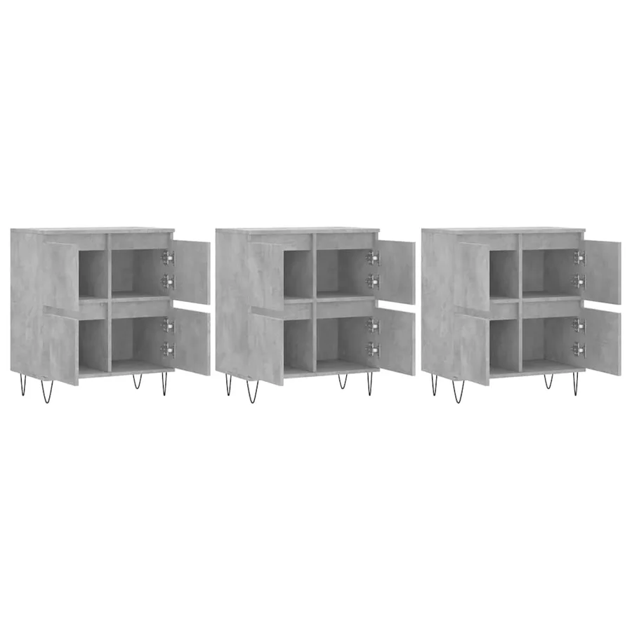 Buffets 3 pcs gris béton bois d'ingénierie - 4