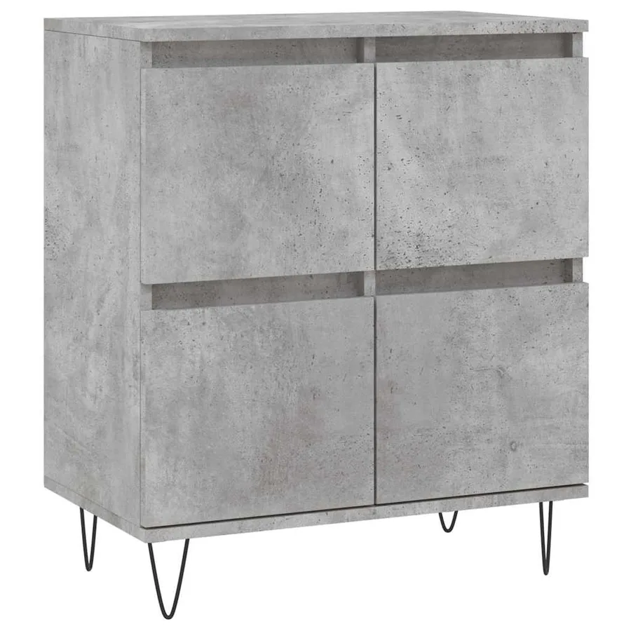 Buffets 3 pcs gris béton bois d'ingénierie - 5