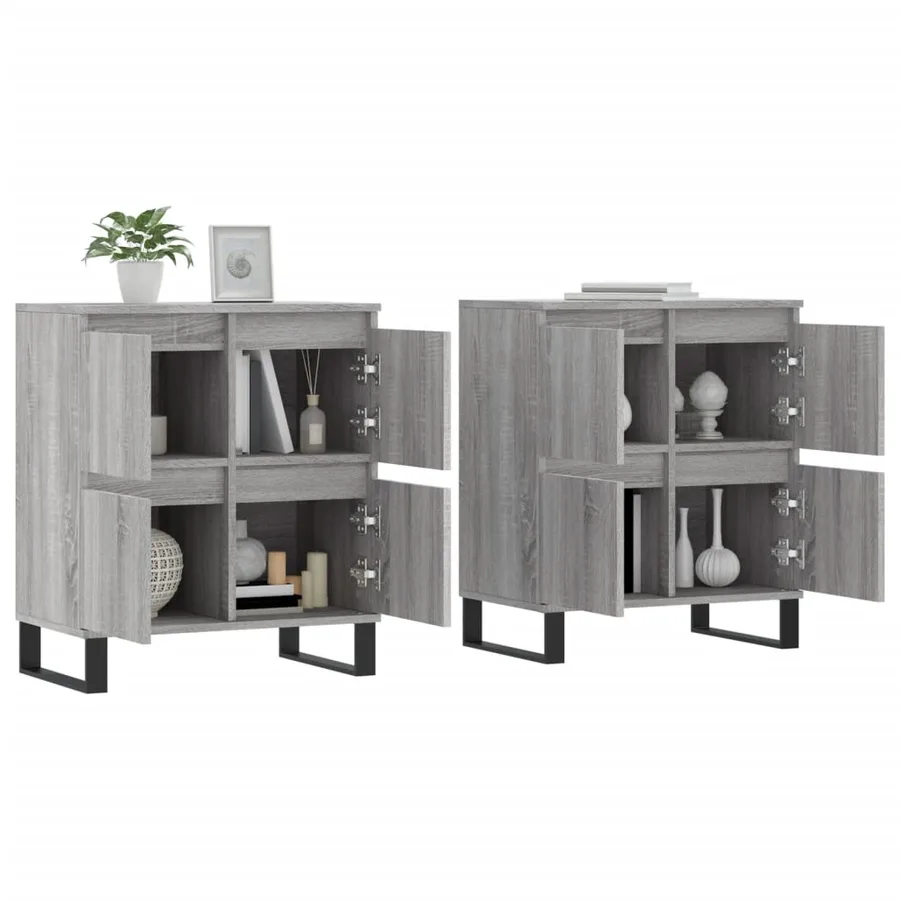 Buffets 2 pcs sonoma gris bois d'ingénierie - 3