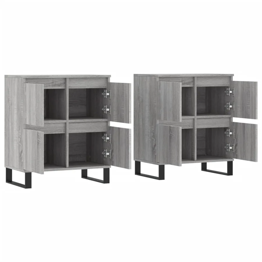 Buffets 2 pcs sonoma gris bois d'ingénierie - 4