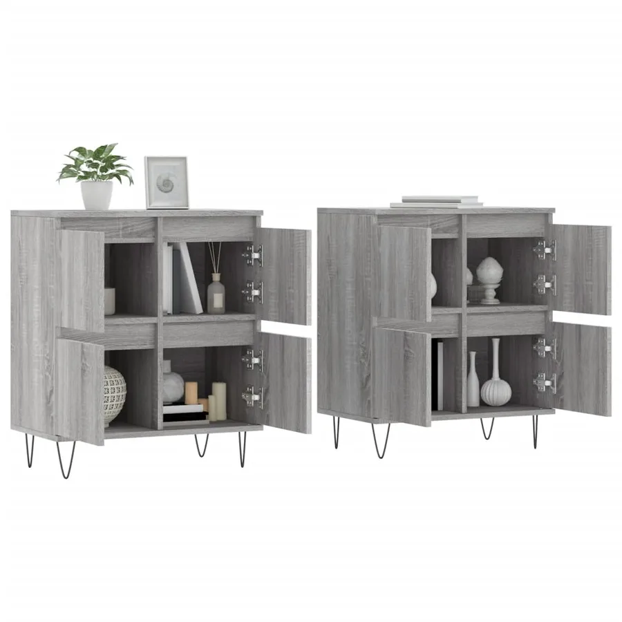 Buffets 2 pcs sonoma gris bois d'ingénierie - 3