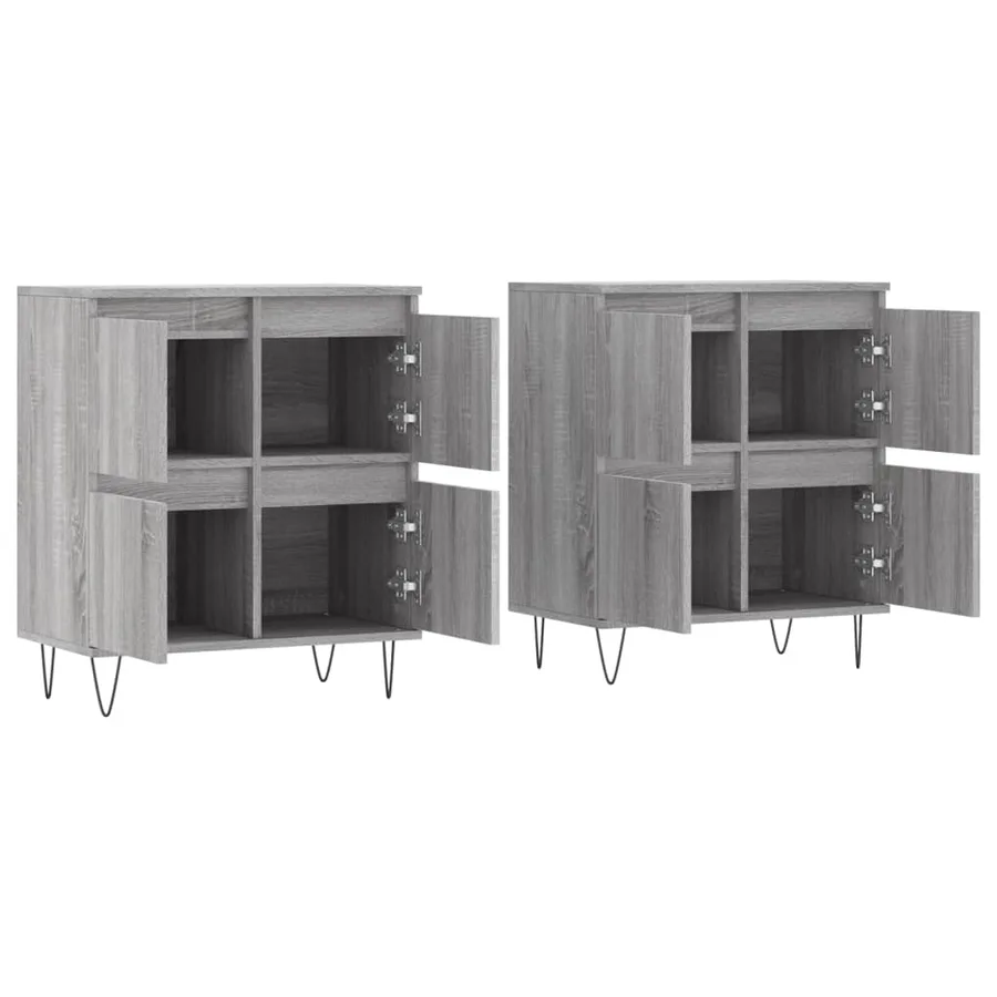 Buffets 2 pcs sonoma gris bois d'ingénierie - 4