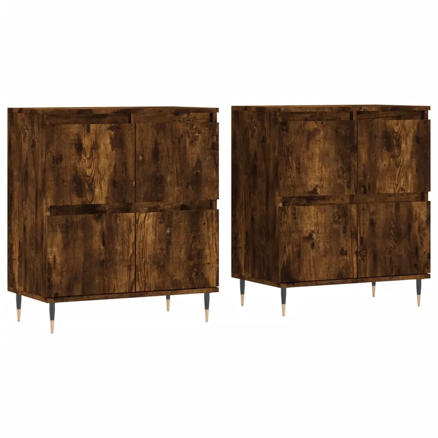 Buffets 2 pcs chêne fumé bois d'ingénierie - 2