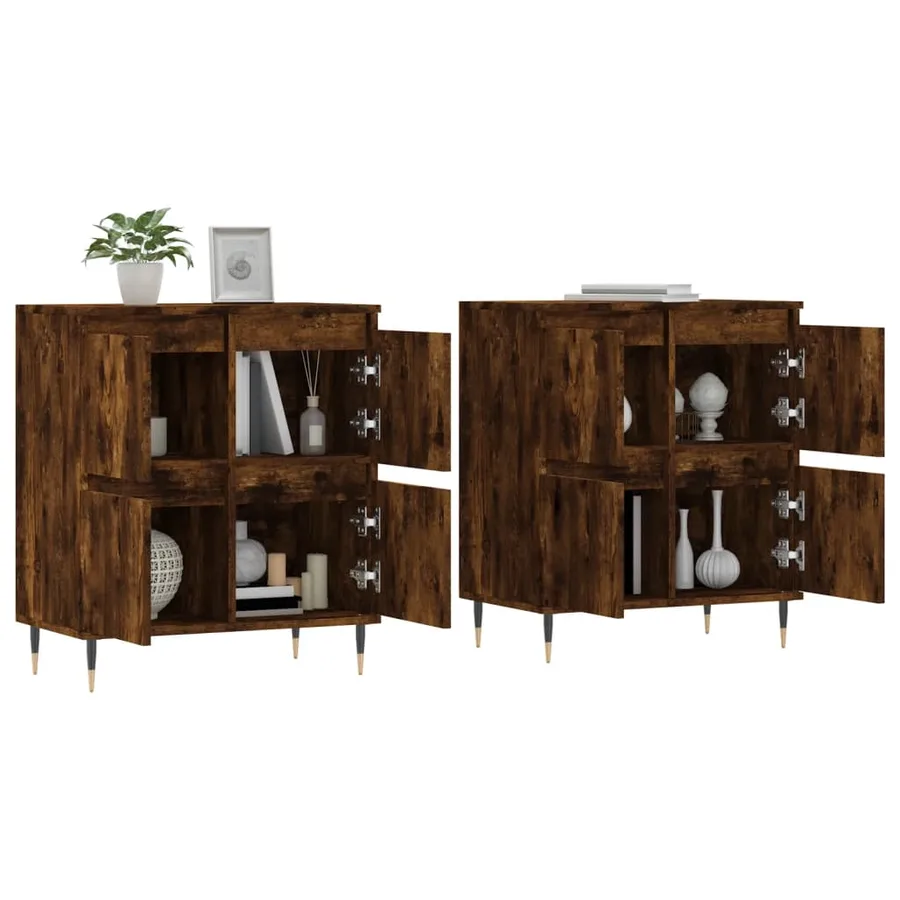 Buffets 2 pcs chêne fumé bois d'ingénierie - 3