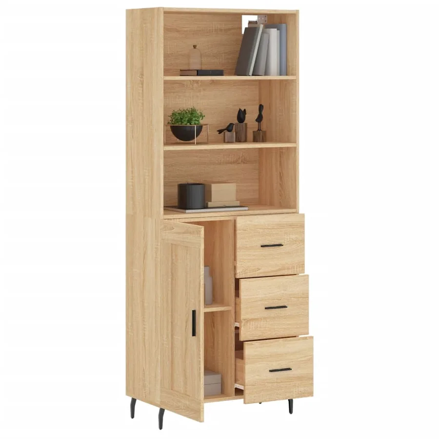 Buffet haut Chêne sonoma 69,5x34x180 cm Bois d'ingénierie - 3