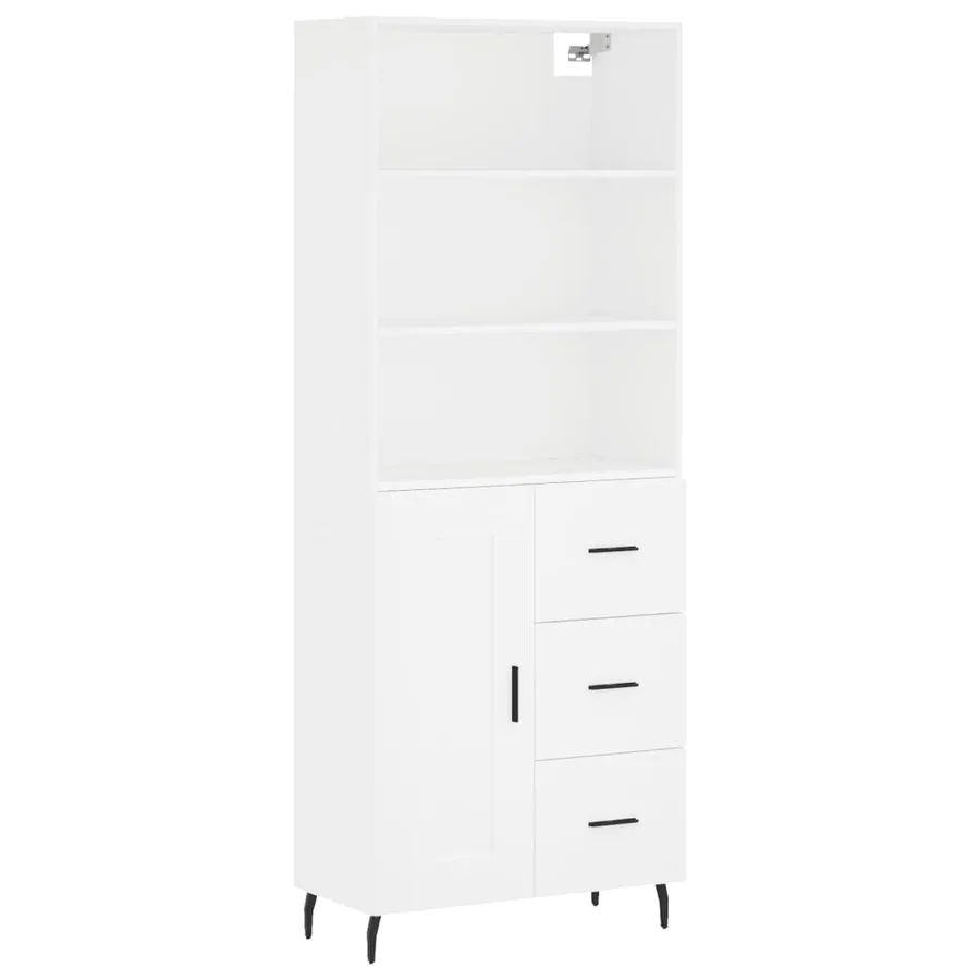 Buffet haut Blanc 69,5x34x180 cm Bois d'ingénierie - 2