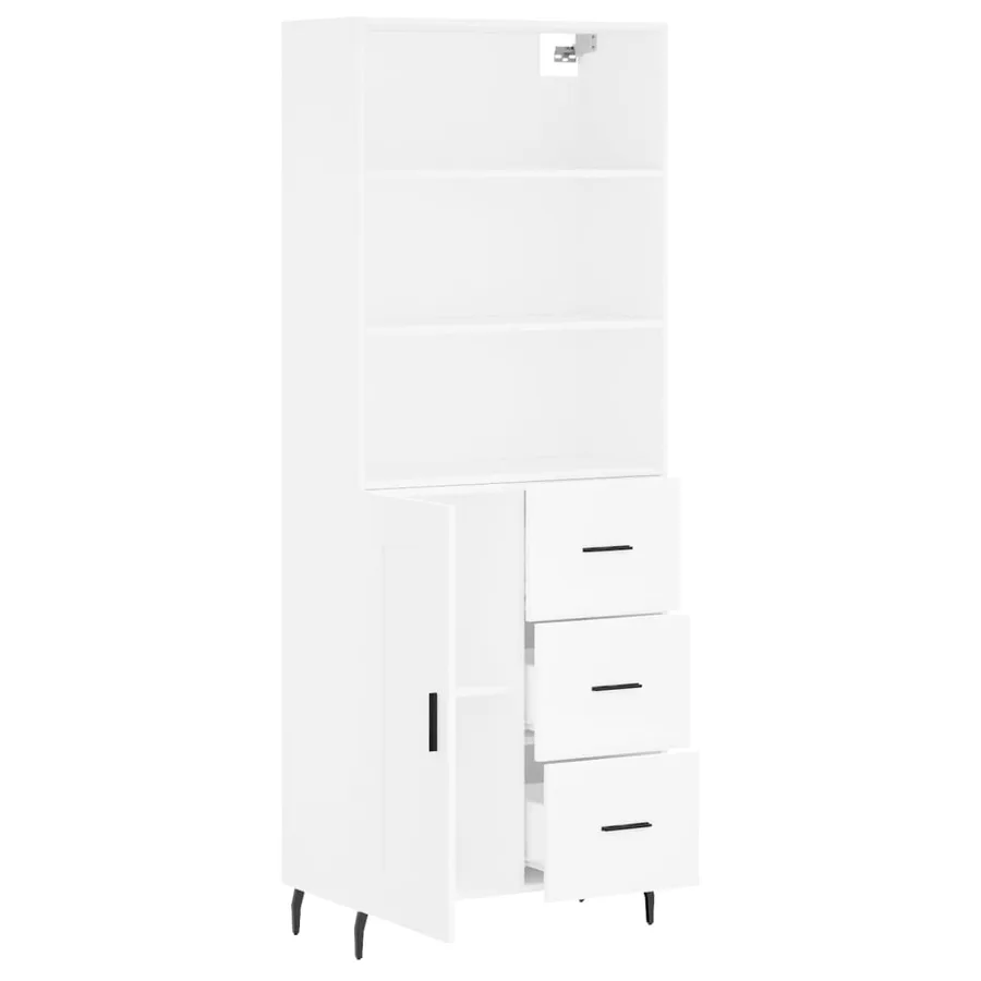 Buffet haut Blanc 69,5x34x180 cm Bois d'ingénierie - 4