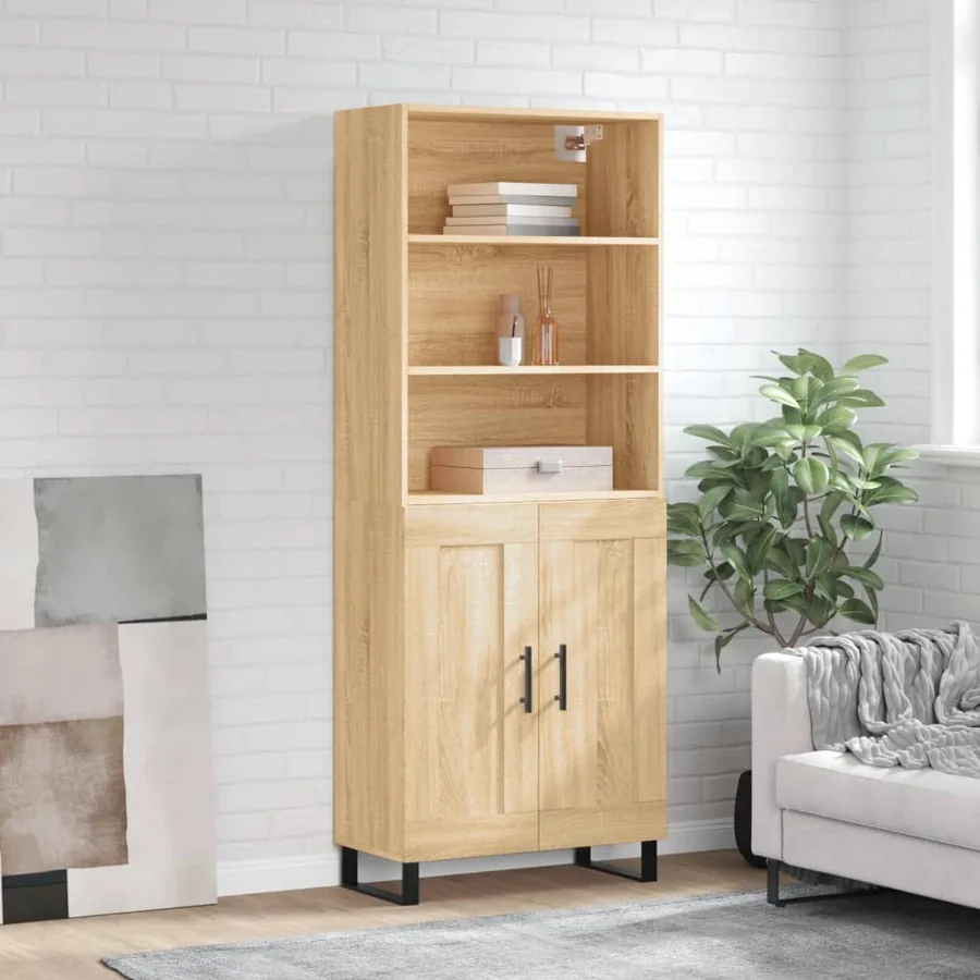 Buffet haut Chêne sonoma 69,5x34x180 cm Bois d'ingénierie