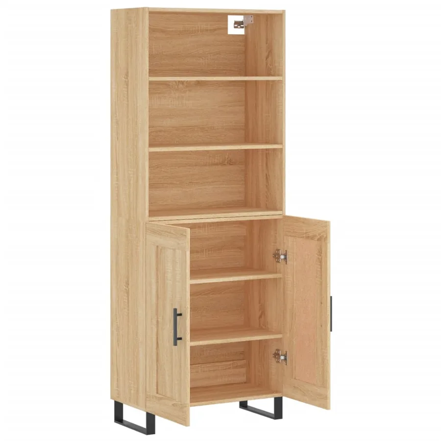 Buffet haut Chêne sonoma 69,5x34x180 cm Bois d'ingénierie - 4
