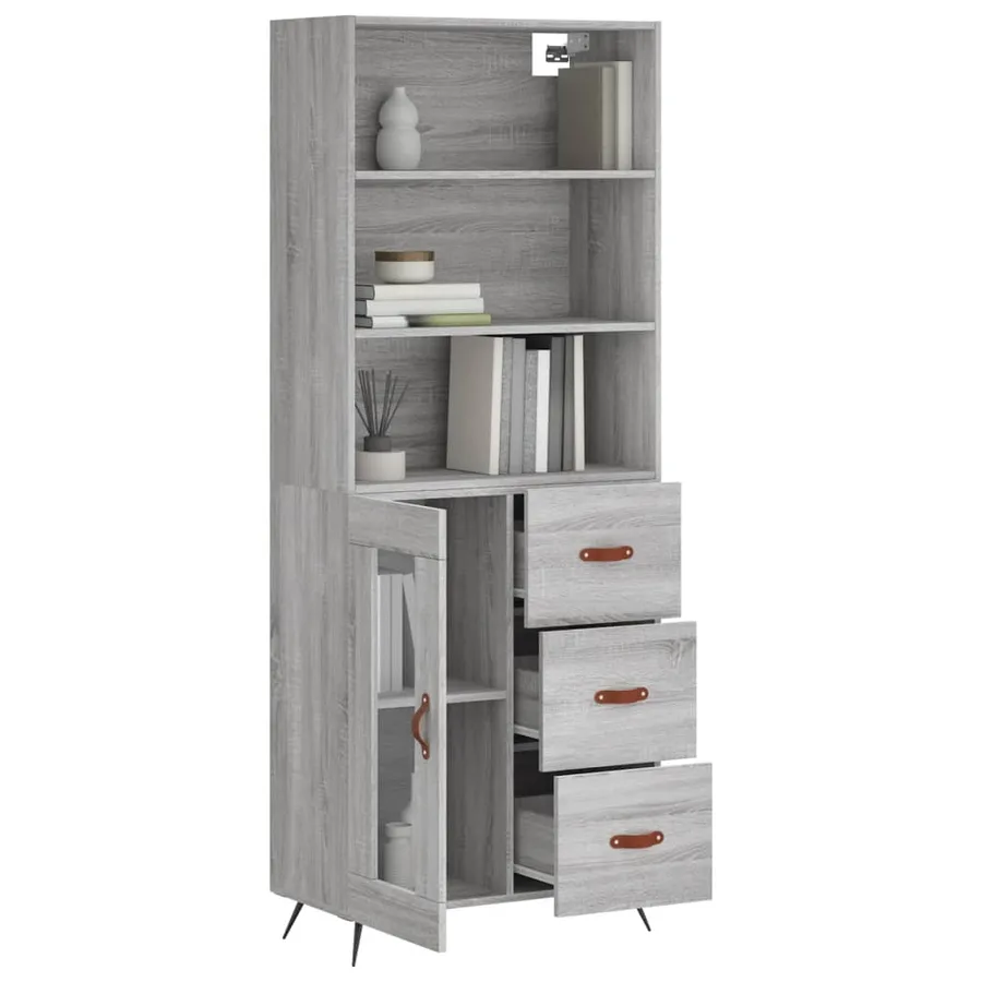 Buffet haut Sonoma gris 69,5x34x180 cm Bois d'ingénierie - 3