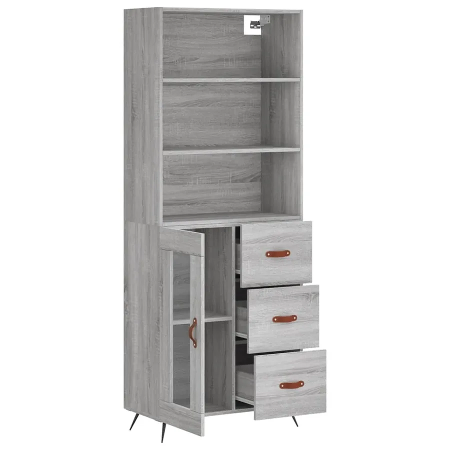 Buffet haut Sonoma gris 69,5x34x180 cm Bois d'ingénierie - 4