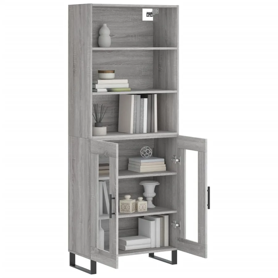 Buffet haut Sonoma gris 69,5x34x180 cm Bois d'ingénierie - 3