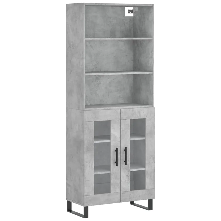 Buffet haut Gris béton 69,5x34x180 cm Bois d'ingénierie - 2