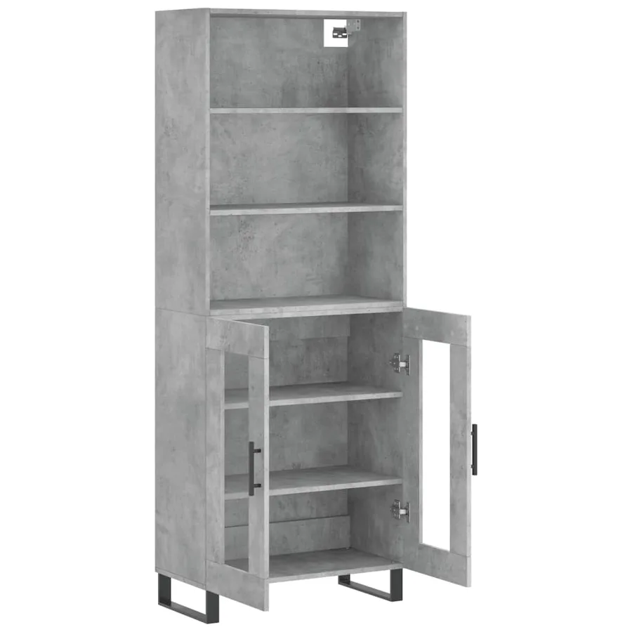 Buffet haut Gris béton 69,5x34x180 cm Bois d'ingénierie - 4