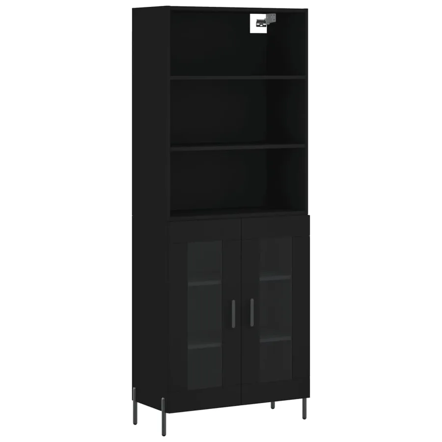 Buffet haut Noir 69,5x34x180 cm Bois d'ingénierie - 2