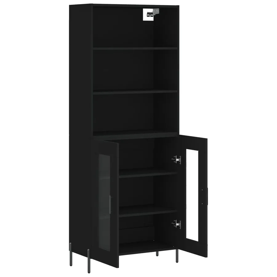 Buffet haut Noir 69,5x34x180 cm Bois d'ingénierie - 4