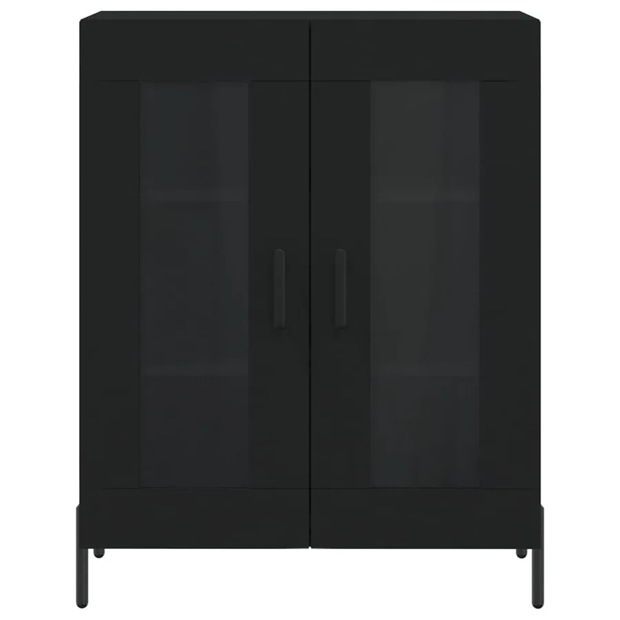 Buffet haut Noir 69,5x34x180 cm Bois d'ingénierie - 8