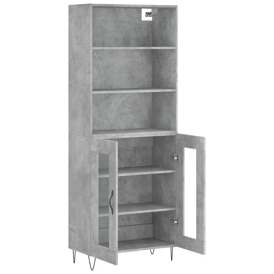 Buffet haut Gris béton 69,5x34x180 cm Bois d'ingénierie - 4