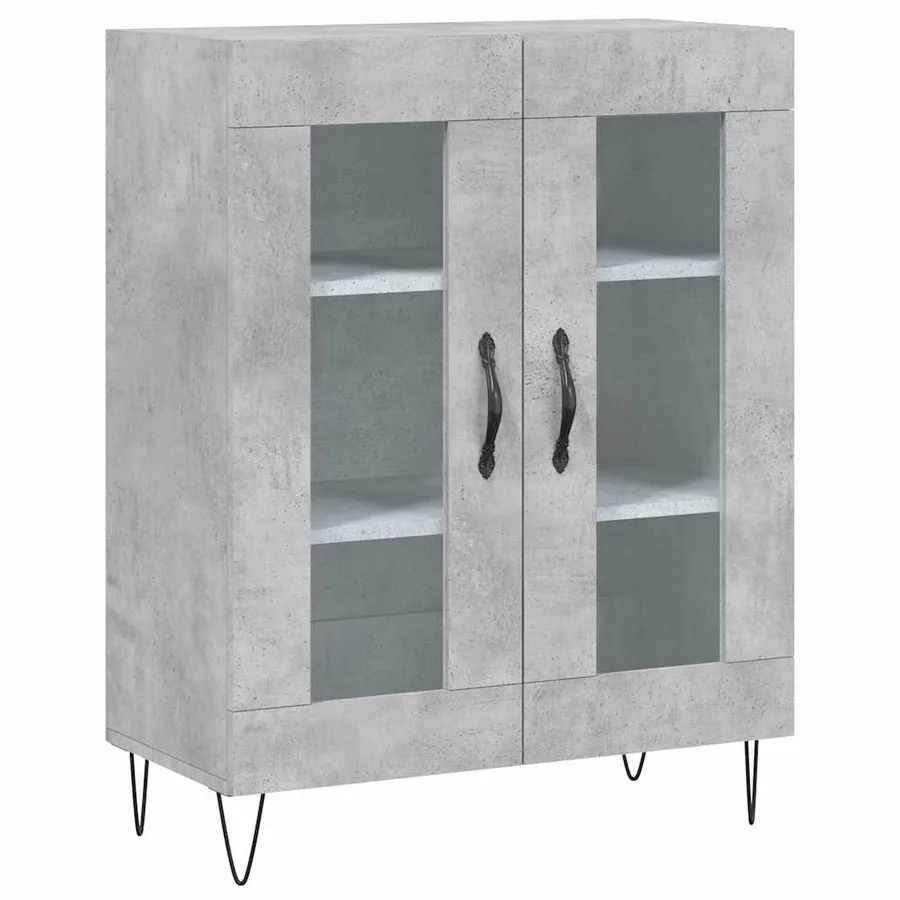 Buffet haut Gris béton 69,5x34x180 cm Bois d'ingénierie - 7