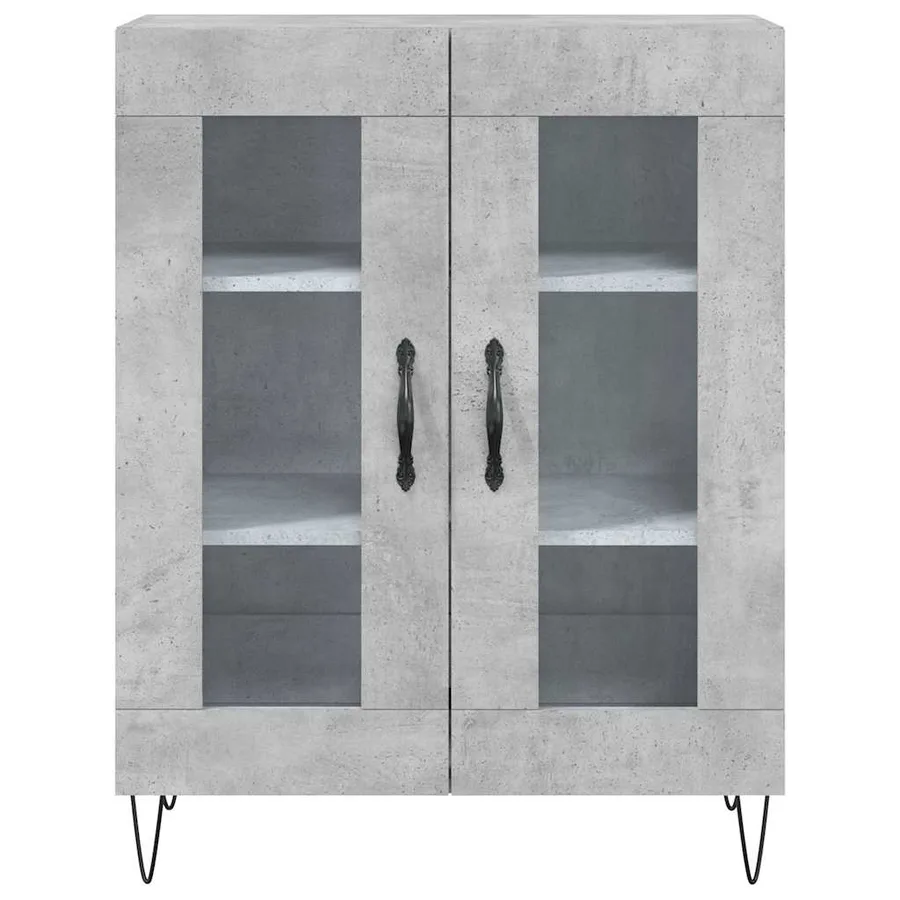 Buffet haut Gris béton 69,5x34x180 cm Bois d'ingénierie - 8